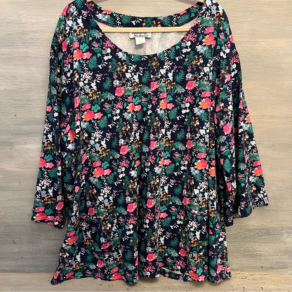Anthony Richards 100% Cotton Floral Smock Top 5X Good Condition‎